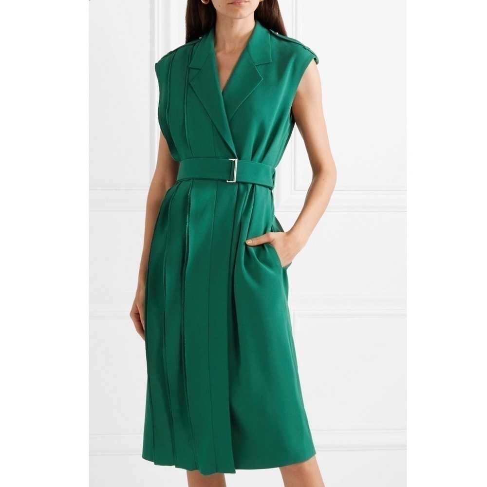 Jason Wu 12 Green Satin Crepe Wrap Midi Dress - Picture 5 of 12
